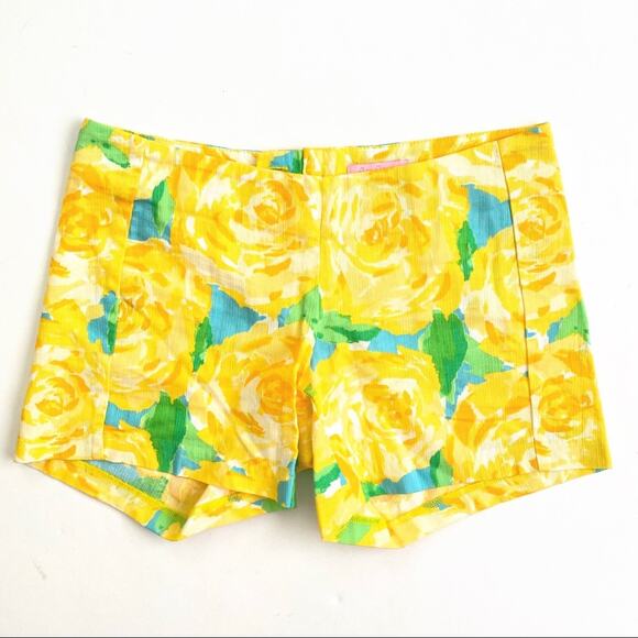 Lilly Pulitzer Pants - Lilly Pulitzer Yellow Rose Floral Deenie Shorts Size 00